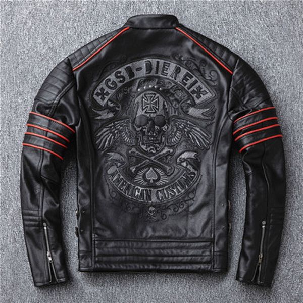 wholesale motorcycle rider jacket mens leather jacke man's genuine cowhide embroidery skull leather jackets slim coat, Black
wholesale motorcycle rider jacket mens leather jacke man's genuine cowhide embroidery skull leather jackets slim coat, Black