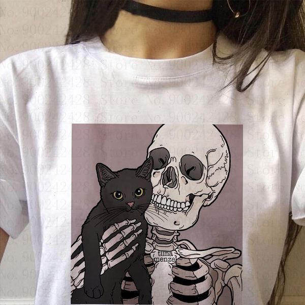 horro skull and cute cat women t shirts femal cartoon tees kawaii harajuku short sleeve comic ulzzang, White
horro skull and cute cat women t shirts femal cartoon tees kawaii harajuku short sleeve comic ulzzang, White
