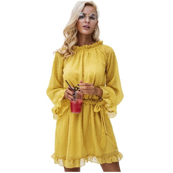 2022 new chiffon long sleeve women's dress fashion ruffle backless mini skirt, Black;red
2022 new chiffon long sleeve women's dress fashion ruffle backless mini skirt, Black;red