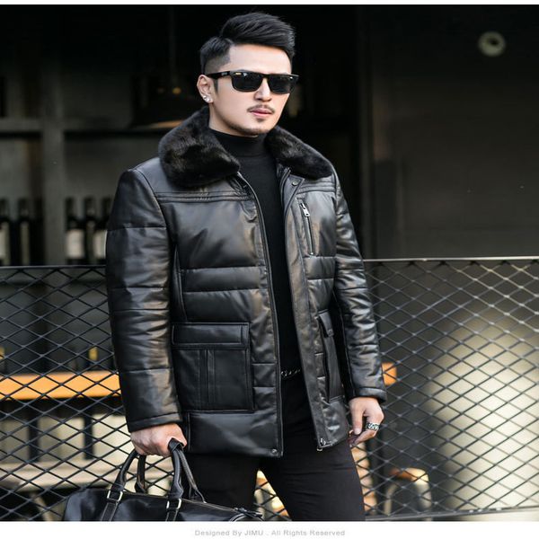 men's middle long middle-aged and elderly dad's cloth down mink lapel leather et, Black
men's middle long middle-aged and elderly dad's cloth down mink lapel leather et, Black