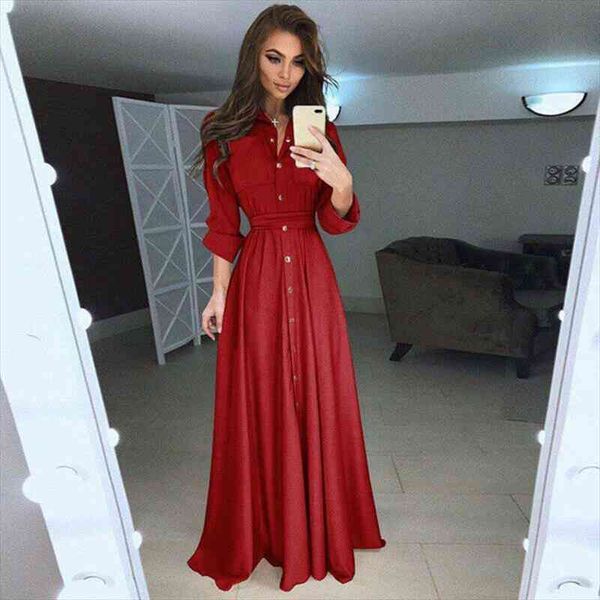 ol women dress long sleeve button gowm maxi dress evening party casual shirt beach sundress high-waist, Black;gray
ol women dress long sleeve button gowm maxi dress evening party casual shirt beach sundress high-waist, Black;gray