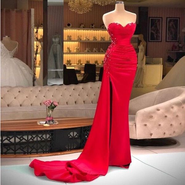 red satin evening dress mermaid for women with train 2022 sweetheart ruffles african plus size prom gowns 2022 robe de soirée, Black
red satin evening dress mermaid for women with train 2022 sweetheart ruffles african plus size prom gowns 2022 robe de soirée, Black