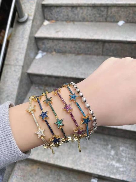 8" colorful zirconia cz micro pave charm star bracelet jewelry gifts link, chain, Black
8" colorful zirconia cz micro pave charm star bracelet jewelry gifts link, chain, Black