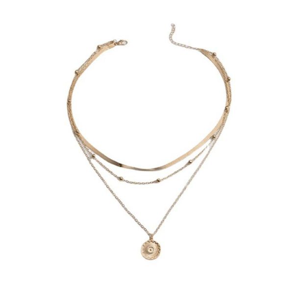 chains 2021 european and american selling necklace three layer snake chain bead copper gold plated fashion, Silver 
chains 2021 european and american selling necklace three layer snake chain bead copper gold plated fashion, Silver