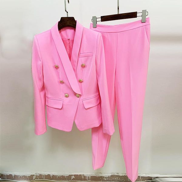 women's two piece pants black pink pantsuits set women office ladies double breasted gold buttons blazer nine formal suits high quality, White
women's two piece pants black pink pantsuits set women office ladies double breasted gold buttons blazer nine formal suits high quality, White