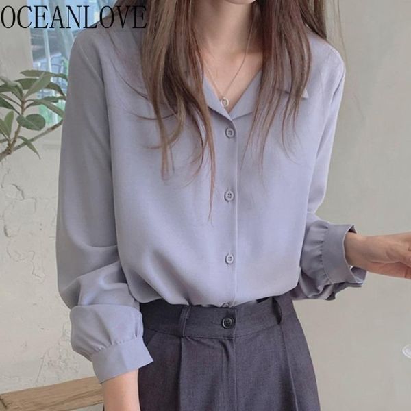 women's blouses & shirts oceanlove office ladies workwear solid elegant notched collar blouse women korean single breasted blusas 1978, White
women's blouses & shirts oceanlove office ladies workwear solid elegant notched collar blouse women korean single breasted blusas 1978, White