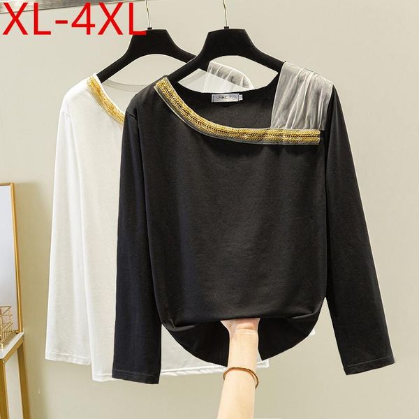 plus size t-shirt unique design spring autumn women irregular collar long sleeve cotton large loose casual tees 3xl 4xl, Black
plus size t-shirt unique design spring autumn women irregular collar long sleeve cotton large loose casual tees 3xl 4xl, Black