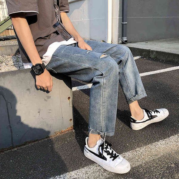 men's jeans jeans with holes in them, korean designer for men, hip hop t1v2, Blue
men's jeans jeans with holes in them, korean designer for men, hip hop t1v2, Blue