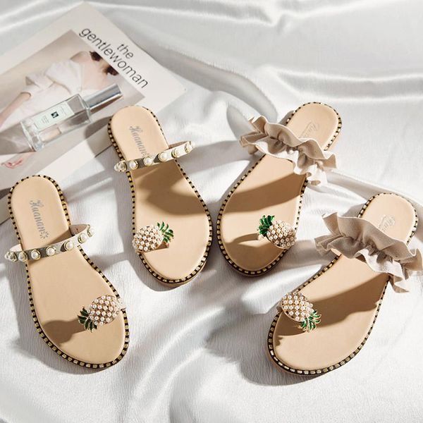 summer pineapple slides women's fashion pearl sandals outdoor flip flops vacation beach female slippers ladies flat shoes, Black
summer pineapple slides women's fashion pearl sandals outdoor flip flops vacation beach female slippers ladies flat shoes, Black