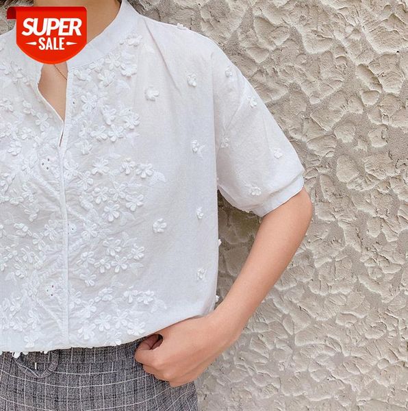 303-1094 three-dimensional flower white shirt female fresh korean style loose short-sleeved #t58x, Black;gray
303-1094 three-dimensional flower white shirt female fresh korean style loose short-sleeved #t58x, Black;gray