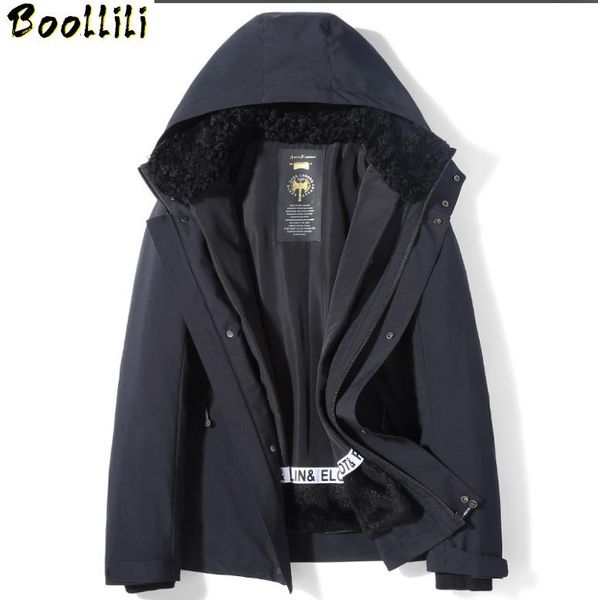 men's leather & faux boollili mens parka real fur coat winter jacket natural little lamb liner wool collar short coats, Black
men's leather & faux boollili mens parka real fur coat winter jacket natural little lamb liner wool collar short coats, Black