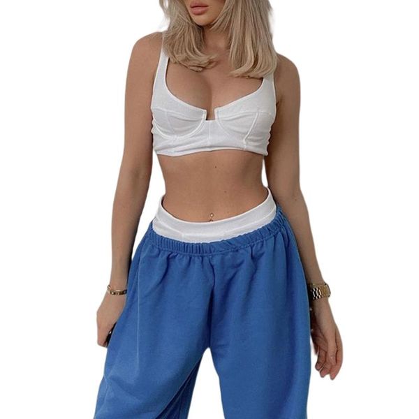 women's t-shirt women summer vest, solid color ribbed wide shoulder strap low-cut sleeveless crop for girls, white
women's t-shirt women summer vest, solid color ribbed wide shoulder strap low-cut sleeveless crop for girls, white