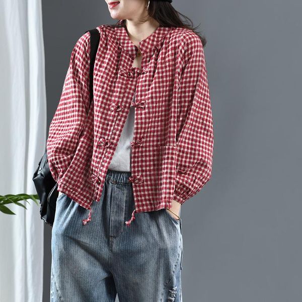 women's jackets classic fashion women plaid cotton linen coats long sleeve button drawstring clothing 2021 autumn vintage cardigans, Black;brown
women's jackets classic fashion women plaid cotton linen coats long sleeve button drawstring clothing 2021 autumn vintage cardigans, Black;brown