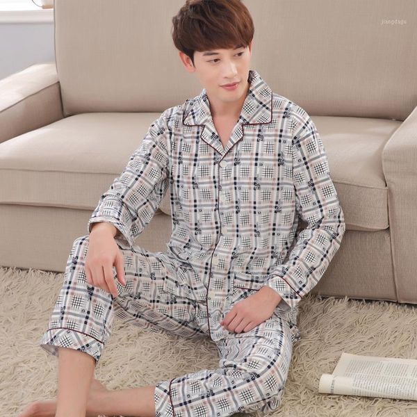 men's sleepwear 2021 men spring autumn 100% cotton pajama sets male plaid set long sleeve knitted homewear, Black;brown
men's sleepwear 2021 men spring autumn 100% cotton pajama sets male plaid set long sleeve knitted homewear, Black;brown