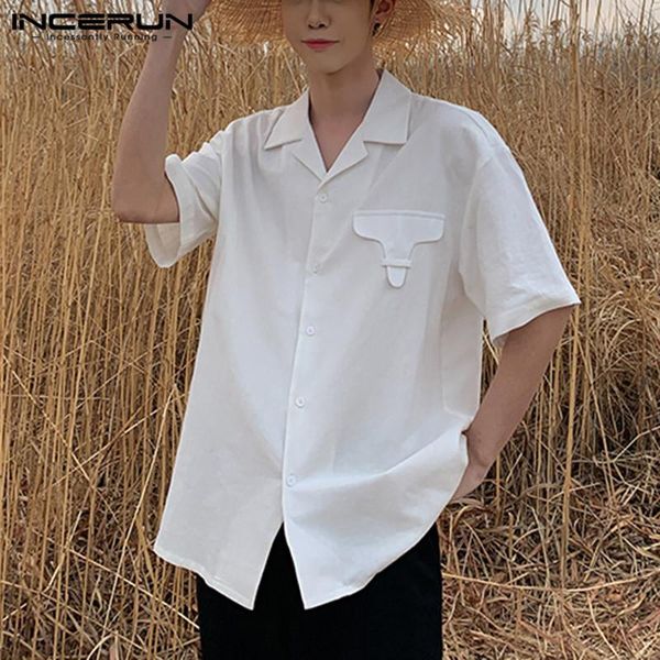 men casual shirt lapel short sleeve solid color cotton vintage summer blouse streetwear button korean camisas s-5xl men's shirts, White;black
men casual shirt lapel short sleeve solid color cotton vintage summer blouse streetwear button korean camisas s-5xl men's shirts, White;black
