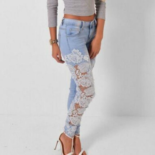 women's jeans denim light blue skinny crochet lace party pants with chain boyfriend for women
women's jeans denim light blue skinny crochet lace party pants with chain boyfriend for women