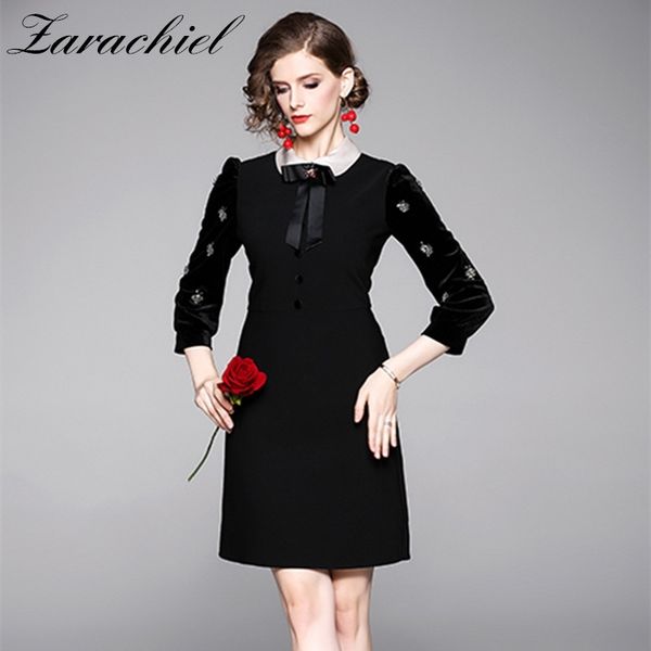 spring autumn women vintage velvet patchwork beading puff sleeve a-line diamonds bow peter pan collar elegant dress 210416, Black;gray
spring autumn women vintage velvet patchwork beading puff sleeve a-line diamonds bow peter pan collar elegant dress 210416, Black;gray