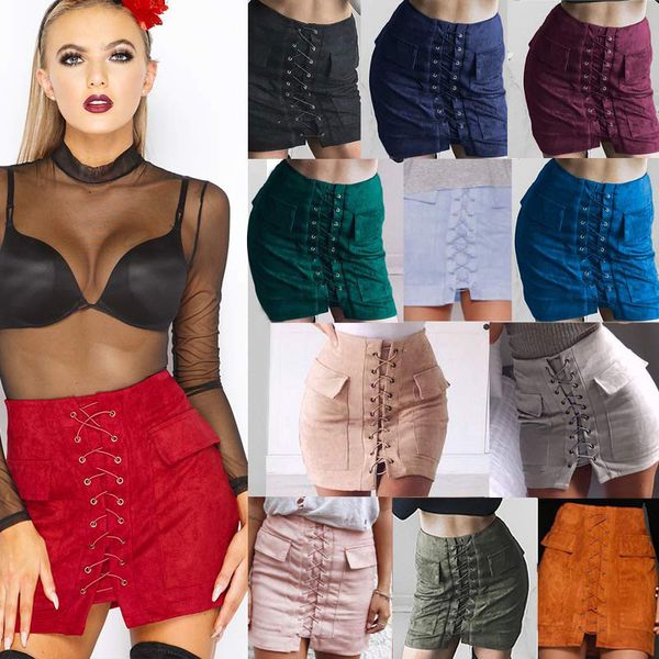2018 fashion women high waist external pocket tight suede skirt lace up autumn winter thick mini pencil skirts faldas mujer dress, Black
2018 fashion women high waist external pocket tight suede skirt lace up autumn winter thick mini pencil skirts faldas mujer dress, Black
