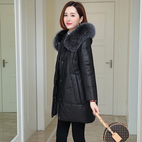 women's down & parkas women 2021 winter fashion thick warm faux leather female long sleeve padded jacket ladies fur collar hooded overc, Black
women's down & parkas women 2021 winter fashion thick warm faux leather female long sleeve padded jacket ladies fur collar hooded overc, Black
