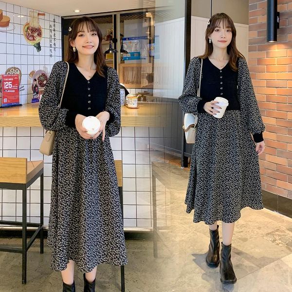 maternity dresses 8260# 2021 autumn knitted patchwork printed chiffon long dress elegant a line slim clothes for prgenant women chic ins, White
maternity dresses 8260# 2021 autumn knitted patchwork printed chiffon long dress elegant a line slim clothes for prgenant women chic ins, White