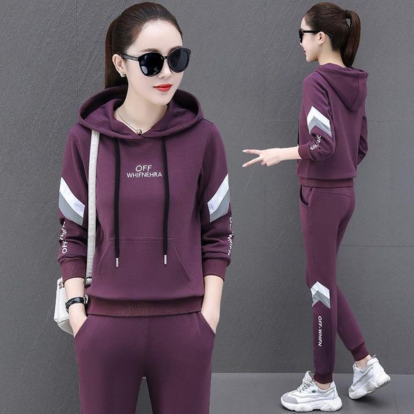 women tracksuit pullovers hoodies and black pants autumn winter suit female solid color casual full length trousers outfits 2021 women', White
women tracksuit pullovers hoodies and black pants autumn winter suit female solid color casual full length trousers outfits 2021 women', White