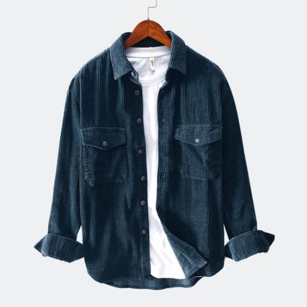 men's casual shirts men 2021 spring autumn fashion brand japan style slim fit vintage corduroy shirt male loose long sleeve, White;black
men's casual shirts men 2021 spring autumn fashion brand japan style slim fit vintage corduroy shirt male loose long sleeve, White;black