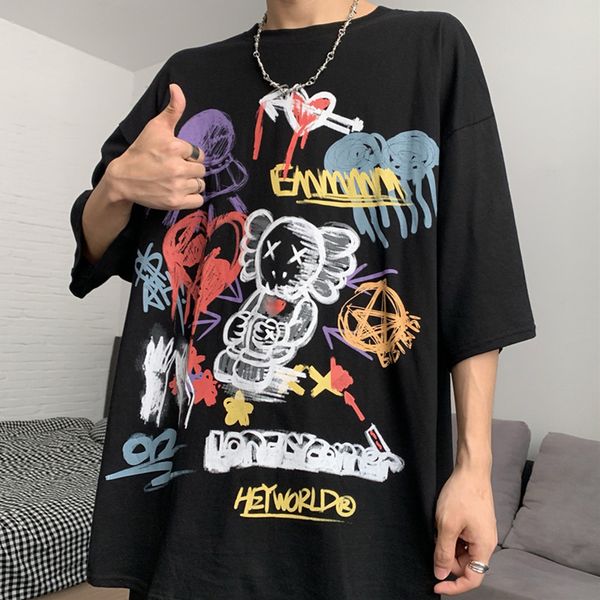 summer men's hip t-shirts hop graffiti hand-painted print loose round ne short t-shirt half sve, White;black
summer men's hip t-shirts hop graffiti hand-painted print loose round ne short t-shirt half sve, White;black