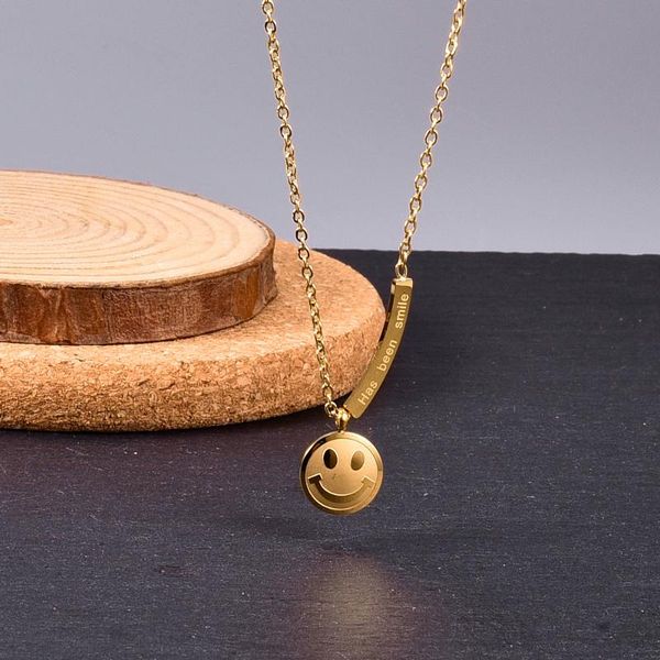 trendy golden smile pendant necklace simple female jewelry clavicle long chain necklaces for women hc187, Silver
trendy golden smile pendant necklace simple female jewelry clavicle long chain necklaces for women hc187, Silver
