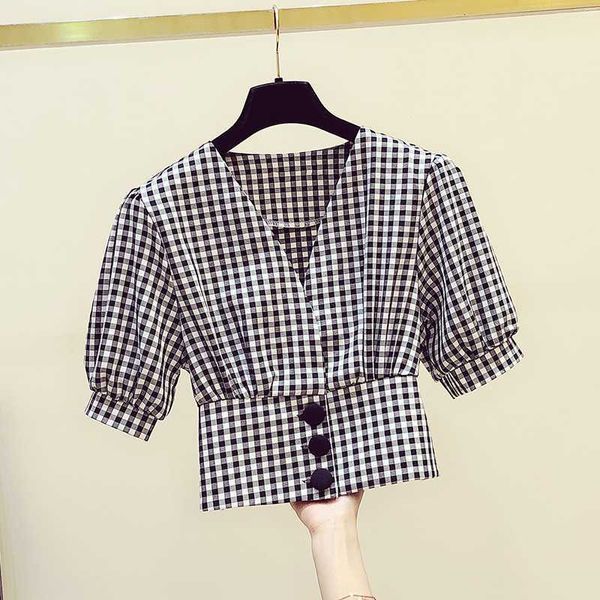 women's blouses & women v neck plaid short sleeves high waist shirt summer womens casual blouse ladies shirts blusas a3366, White
women's blouses & women v neck plaid short sleeves high waist shirt summer womens casual blouse ladies shirts blusas a3366, White