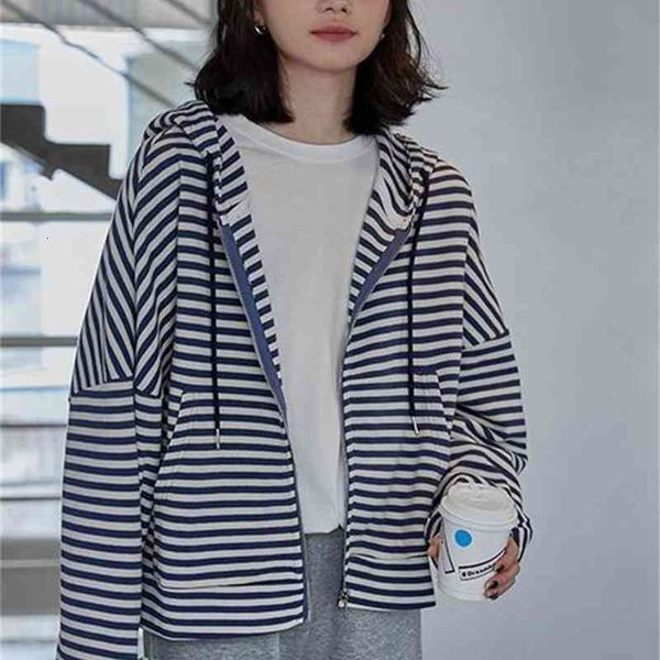 women's knits & tees real s striped hoodie coat female ali4, White
women's knits & tees real s striped hoodie coat female ali4, White