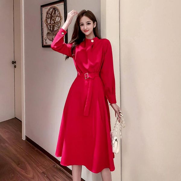 casual dresses 2021 spring autumn retro woman dress with belt elegant long sleeve solid a-line office lady red french style, Black;gray
casual dresses 2021 spring autumn retro woman dress with belt elegant long sleeve solid a-line office lady red french style, Black;gray