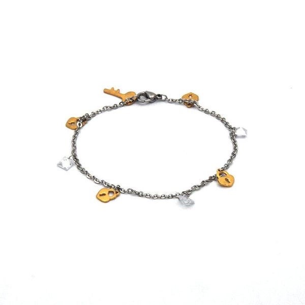link, chain stainless steel silver bracelets gold lock and key lucency crystal square for women br041169, Black
link, chain stainless steel silver bracelets gold lock and key lucency crystal square for women br041169, Black