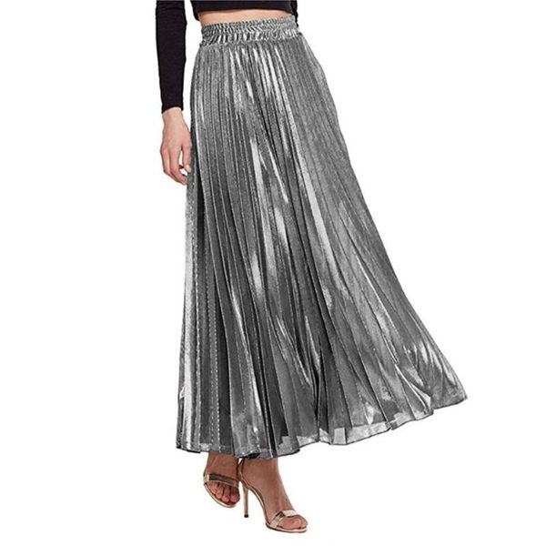 skirts pleated skirt high-waisted big hemline street-style metallic solid a-line ankle-length long, Black
skirts pleated skirt high-waisted big hemline street-style metallic solid a-line ankle-length long, Black