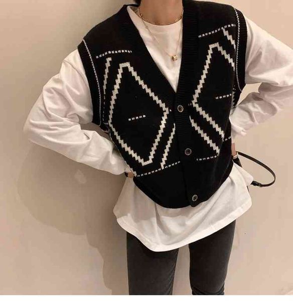 women's sweaters autumn female clothing loose without sleeves sweater knit vest joker knitted jacket oversize girls cardigan tank 5lkp, White;black
women's sweaters autumn female clothing loose without sleeves sweater knit vest joker knitted jacket oversize girls cardigan tank 5lkp, White;black