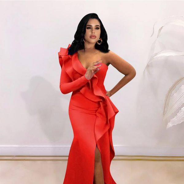 casual dresses evening party women elegant one shoulder ruffles long maxi backless split red bodycon dress plus size 2021, Black;gray
casual dresses evening party women elegant one shoulder ruffles long maxi backless split red bodycon dress plus size 2021, Black;gray