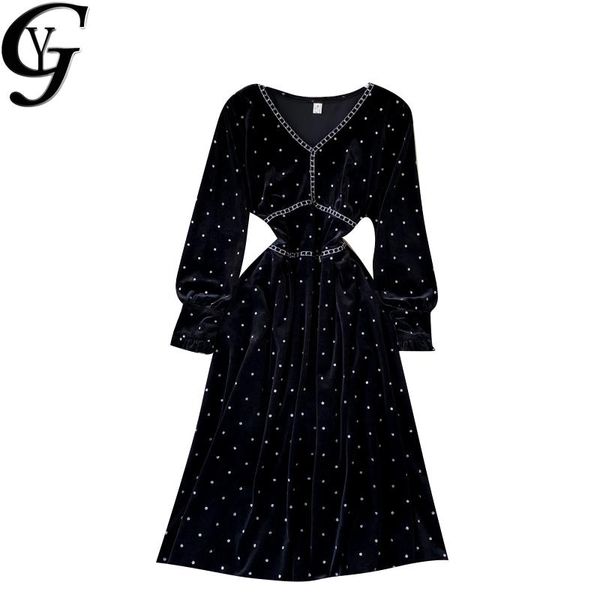 casual dresses korean fashion polka dot elastiv waist black maxi for women 2021 autumn long sleeve velvet robe femme vestido, Black;gray
casual dresses korean fashion polka dot elastiv waist black maxi for women 2021 autumn long sleeve velvet robe femme vestido, Black;gray