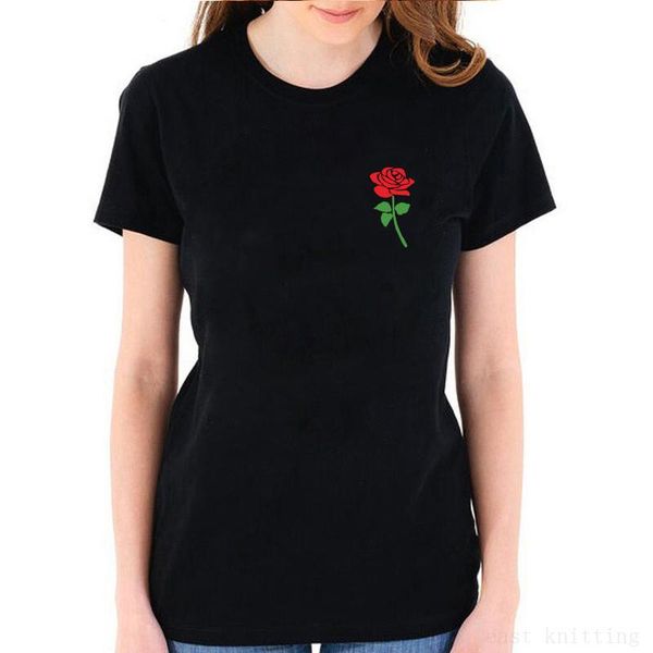 women's t-shirt design red rose print summer casual tees girls short sleeve cute t shirt, White
women's t-shirt design red rose print summer casual tees girls short sleeve cute t shirt, White