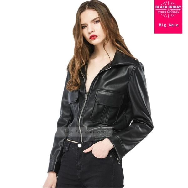 female pu leather jacket fashion brand slim street style with pocket motorcycle clothing wj963 wholesale women's & faux, Black
female pu leather jacket fashion brand slim street style with pocket motorcycle clothing wj963 wholesale women's & faux, Black