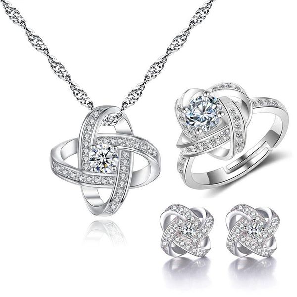 earrings & necklace romantic eternal star zircon ring jewelry set for women wedding, Silver
earrings & necklace romantic eternal star zircon ring jewelry set for women wedding, Silver