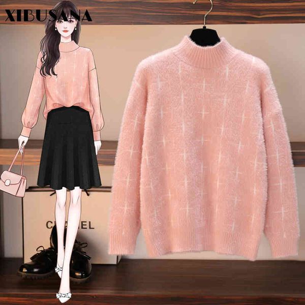 winter imitation mink velvet jumpers long sleeve knitting sweaters women casual half turtleneck loose female 210423, White;black
winter imitation mink velvet jumpers long sleeve knitting sweaters women casual half turtleneck loose female 210423, White;black