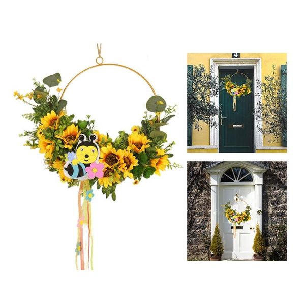 decorative flowers & wreaths artificial simulation yellow spring metal bee sunflower wreath garland,world day handmade hanging garden countr
decorative flowers & wreaths artificial simulation yellow spring metal bee sunflower wreath garland,world day handmade hanging garden countr