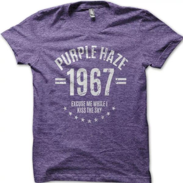 Purple Haze 1967 JImmy Hendrix inspired cotton t-shirt 9030, White;black 
Purple Haze 1967 JImmy Hendrix inspired cotton t-shirt 9030, White;black