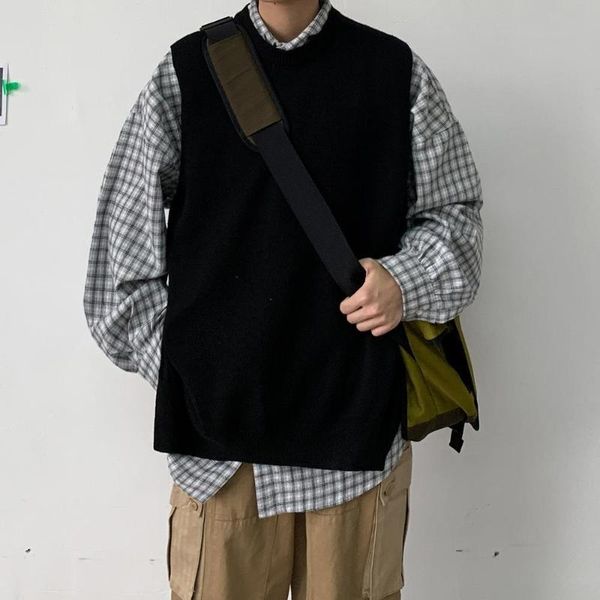men's sweaters vest spring and autumn korean fashion knitted sweater hong kong style loose sleeveless jacket, White;black
men's sweaters vest spring and autumn korean fashion knitted sweater hong kong style loose sleeveless jacket, White;black