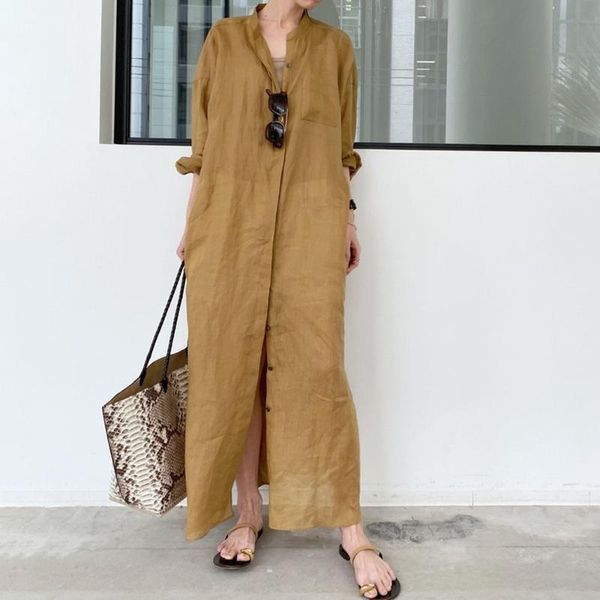 casual dresses japanese korean style 2021 summer solid color long women's dress single-breasted split fork loose simplicity, Black;gray
casual dresses japanese korean style 2021 summer solid color long women's dress single-breasted split fork loose simplicity, Black;gray