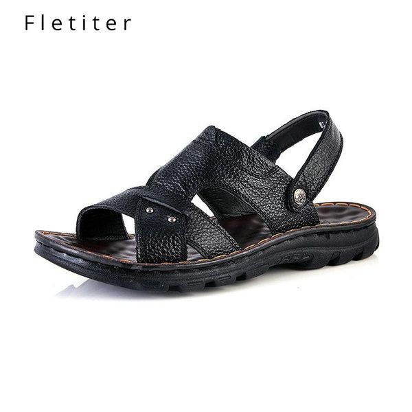 sandals vintage summer men's genuine leather breathable open toe comfortable beach shoes elastic band sewing slippers, Black
sandals vintage summer men's genuine leather breathable open toe comfortable beach shoes elastic band sewing slippers, Black