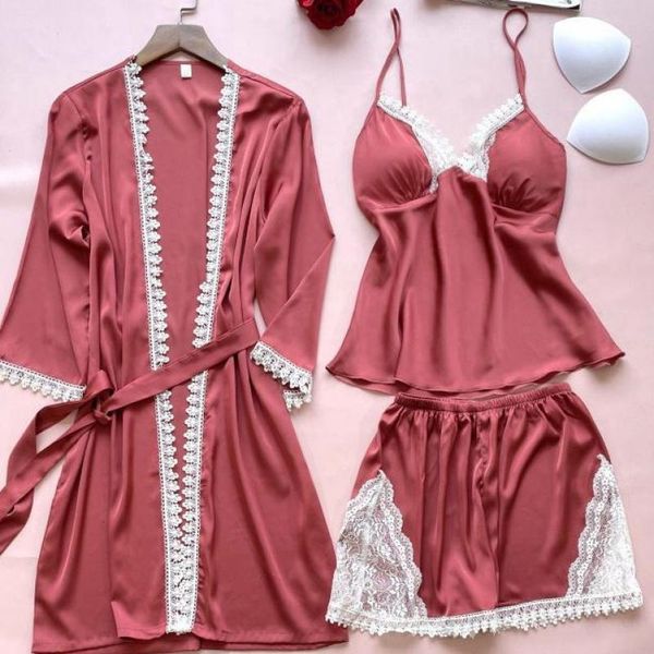 women's sleepwear lace pajamas suit women v-neck home clothes ice silk pyjamas pour femme loungewear kimono robe gwon l9zy, Black;red
women's sleepwear lace pajamas suit women v-neck home clothes ice silk pyjamas pour femme loungewear kimono robe gwon l9zy, Black;red