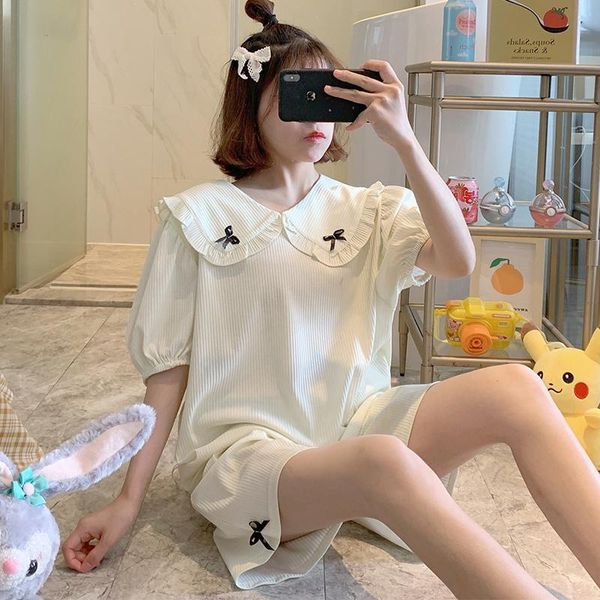 women's sleepwear pajamas summer princess style yellow strip cotton short sleeve two-piece suit plus size spring and autumn homewear, Black;red
women's sleepwear pajamas summer princess style yellow strip cotton short sleeve two-piece suit plus size spring and autumn homewear, Black;red