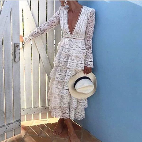 new arrive luxury runway white lace dress women long sleeve v-neck party vestidos 210412, Black;gray
new arrive luxury runway white lace dress women long sleeve v-neck party vestidos 210412, Black;gray