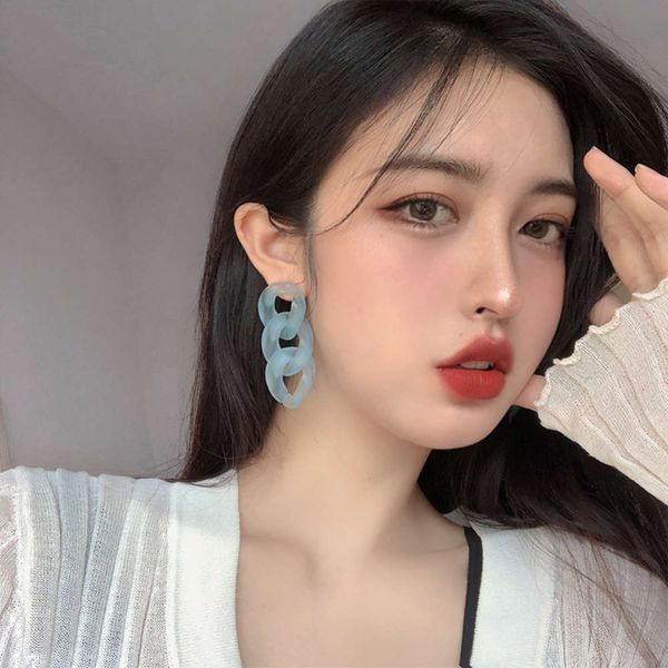 925 silver needle jelly color chain new net red fashion design women's long temperament earrings, Black
925 silver needle jelly color chain new net red fashion design women's long temperament earrings, Black