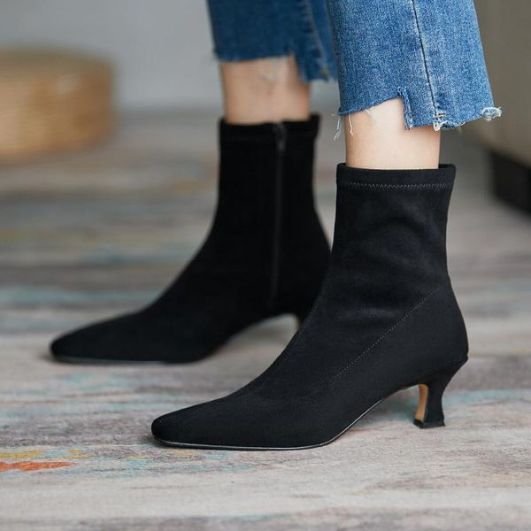 boots ins net red skinny women's autumn winter korean version of versatile high heel elastic short with square head, Black
boots ins net red skinny women's autumn winter korean version of versatile high heel elastic short with square head, Black